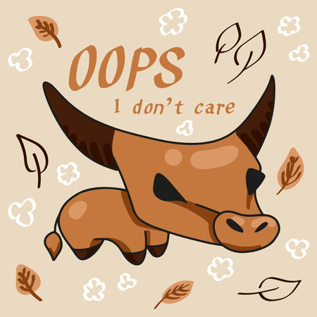 Cute hand drawn vector illustration of a bull. Vector illustration.のイラスト素材