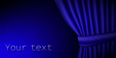 Luxury blue theatrical curtains. Place for your text. Vector illustration.のイラスト素材