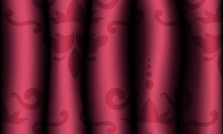 Realistic red patterned fabric curtains. Pattern on drapes. Vector illustration.のイラスト素材