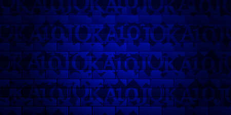 Dark blue brick wall with different suits of playing cards. Background for casino advertising, poker, gambling. Vector illustration.のイラスト素材