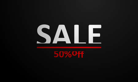 Sale banner with red stripe on black background. Vector illustrationのイラスト素材