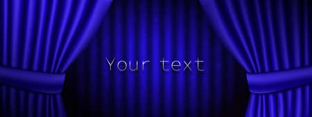 Luxury blue theatrical curtains. Place for your text. Vector illustration.のイラスト素材