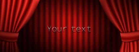 Luxury red theatrical curtains. Place for your text. Vector illustration.のイラスト素材