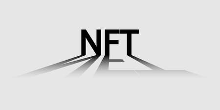 Concept banner NFT non fungible tokens with shadow on gray background. Vector illustration.のイラスト素材