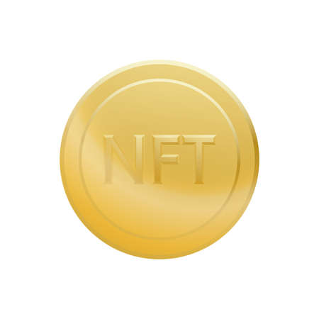 Gold coin icon NFT non-fungible isolated on white background. vector illustrationのイラスト素材