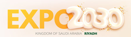 World Expo 2030 in Riyadh city Kingdom of Saudi Arabia. Concept banner international exhibition with...