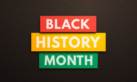 Black history month. Banner with red, gold and green colors of Pan-African flag on black background. African American heritage month celebration concept. Vector illustrationのイラスト素材