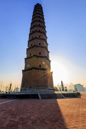 Landscape view of Wenfeng pagodaのeditorial素材