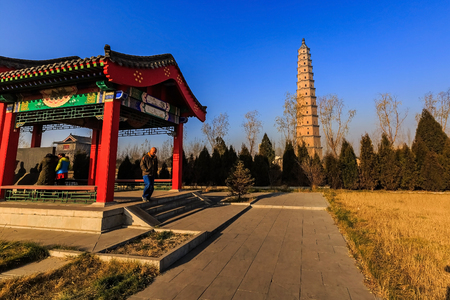 Landscape view of Wenfeng pagodaのeditorial素材