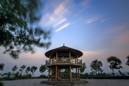 pavilion at viewing platformの写真素材