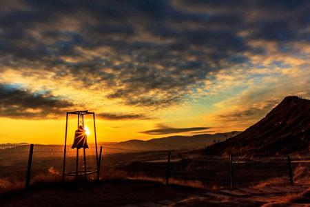 Longzhou township of Danxia landform at morningの写真素材