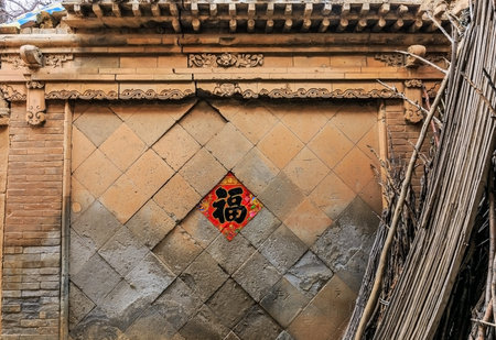 ancient courtyard wallの写真素材