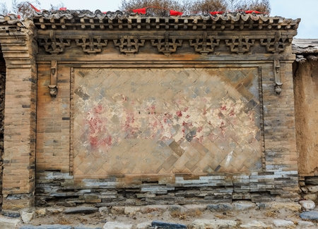 ancient courtyard wallの写真素材