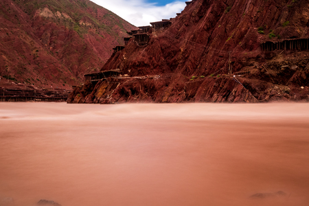 Tibet Markam Ancient Salt Field sceneryの写真素材