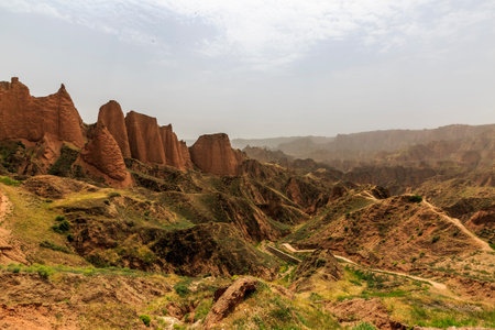 Natural scenery of Jingtai Yellow River Shilin National Geological Park, Baiyin City, Gansu...