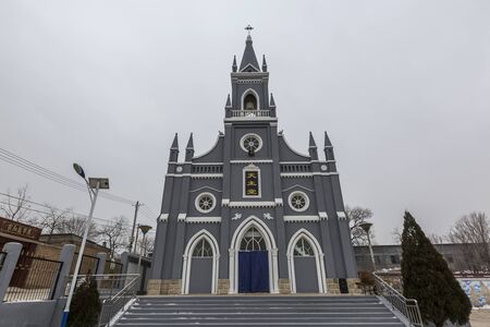 View of the main churches of several villages in Donghuangshui Town, Yangqu County, Taiyuan, Shanxiのeditorial素材