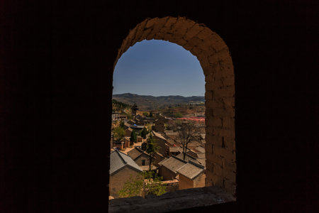 Architectural scenery of Xiangyu ancient castle in Jincheng, Shanxi, Chinaの写真素材