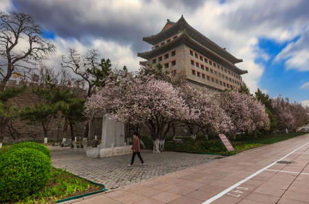 Southeast Corner Tower of Ming City Wall Relics Park, Beijing, Chinaのeditorial素材