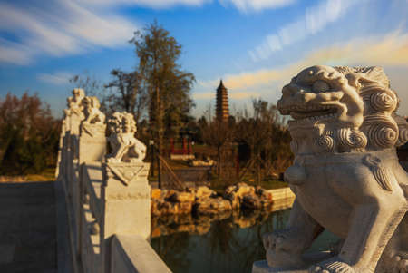 Sculpture at Twin Towers Park in Taiyuan, Shanxi, Chinaの写真素材