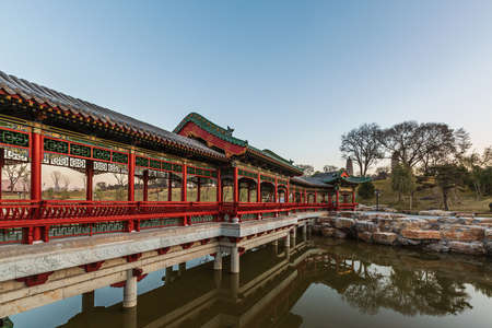 Scenery of Twin Towers Park in Taiyuan, Shanxi, Chinaの写真素材