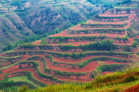 Mountain scenery of Dongbaozhai Village, Zhukeng Township, Pingyaoの写真素材
