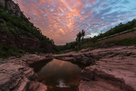 Pingyao Podi Village River Beach Sceneryの写真素材