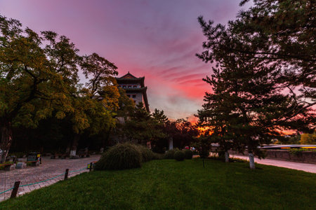 Scenery of southeast corner tower in Beijing, Chinaのeditorial素材