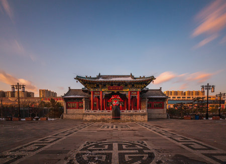 Scenery of Early Snow in Twin Towers Park, Taiyuan, Shanxi, China