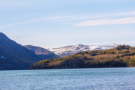 Landscape of the lake and mountains. Altai, Siberia, Russiaの写真素材