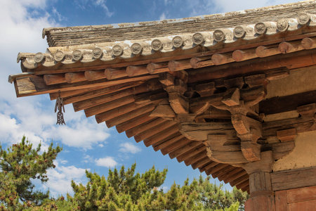 Traditional architecture in south korea,Korean traditional style building roofの写真素材