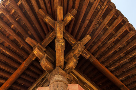 Wooden cross on the roof of a wooden house in South Korea