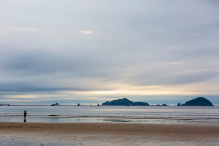 Seascape of the beach in the evening at Phuket, Thailand