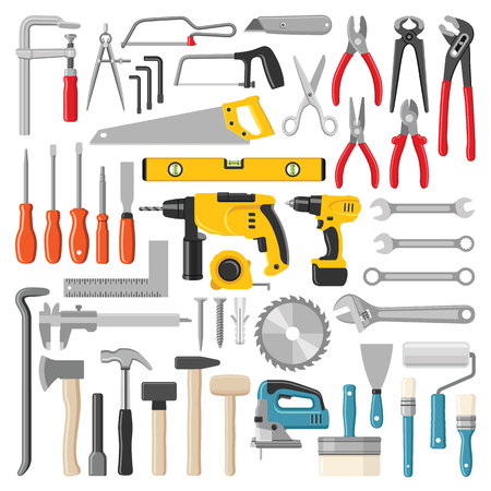 Construction tool collection - vector color illustrationのイラスト素材