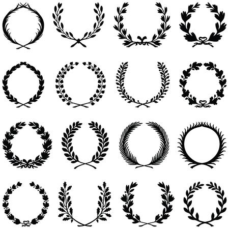 Wreath collection - vector silhouetteのイラスト素材