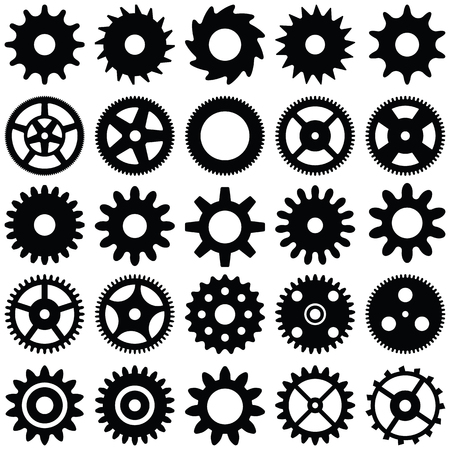 Gear wheel collection - vector silhouetteのイラスト素材
