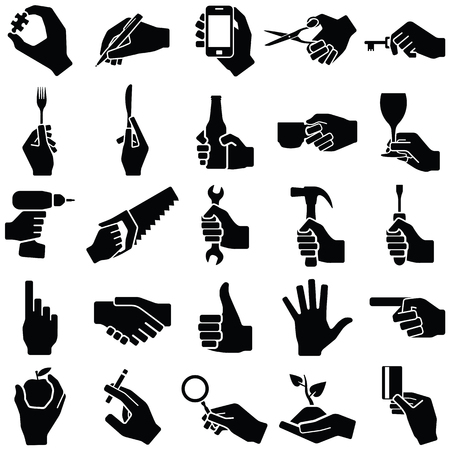 Hand icon collection - vector silhouette illustrationのイラスト素材