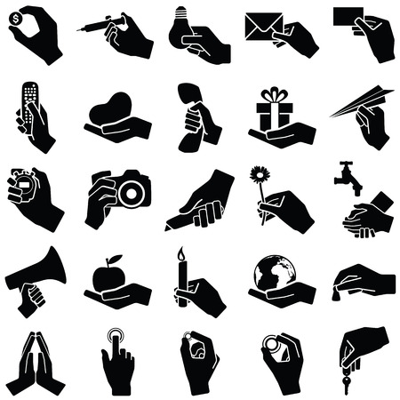 Hand icon collection - vector silhouette illustrationのイラスト素材