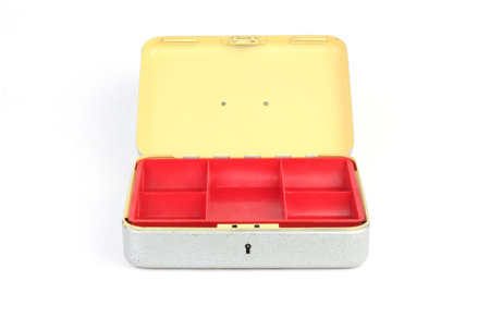 Open money box with no money in it