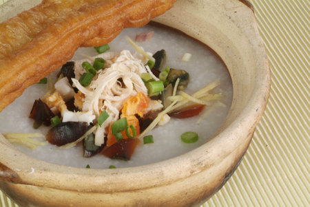 Chinese Rice Porridge (congee) served in claypotの写真素材
