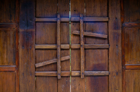 old wooden gate and doorの写真素材