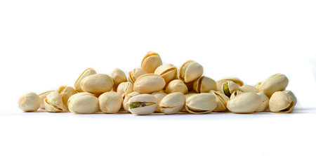 Pistachios on a white background