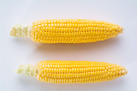 Yellow sweet corn on background