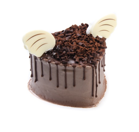 Heart Shaped Cake on white backgroundの写真素材