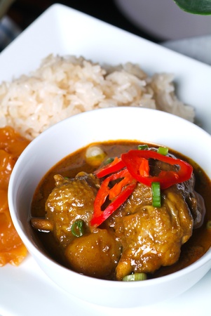Nasi lemak traditional malaysian spicy rice dishの写真素材