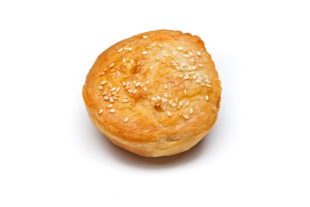 meat pie with chicken stock on backgroundの写真素材