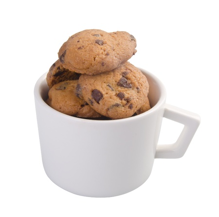 Chocolate Chip Cookies Isolated On White Backgroundの写真素材