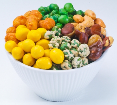 Nuts Mixed on white backgroundの写真素材