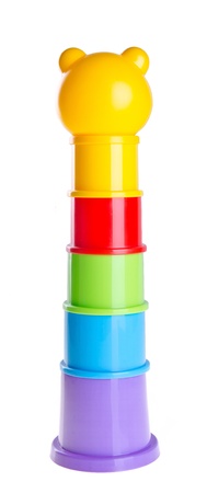 childs toy stacking cups on a backgroundの写真素材