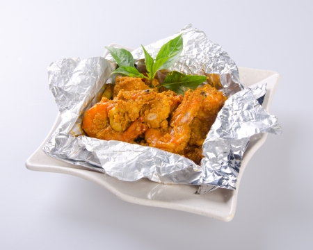 shrimp, fired curry shrimp asian foodの写真素材