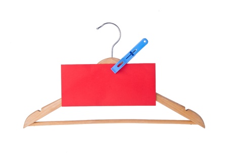 hanger. coat hanger with tag on the backgroundの写真素材